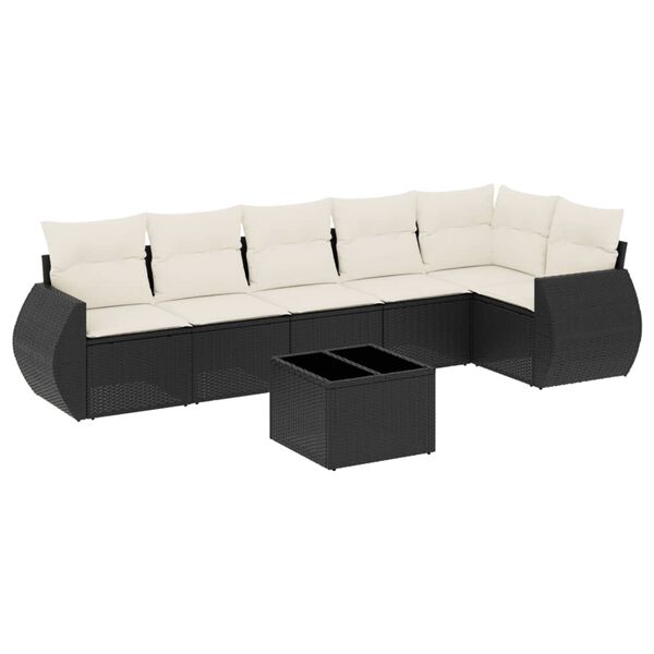 vidaXL Set Divani da Giardino con Cuscini 7pz Nero Polyrattan