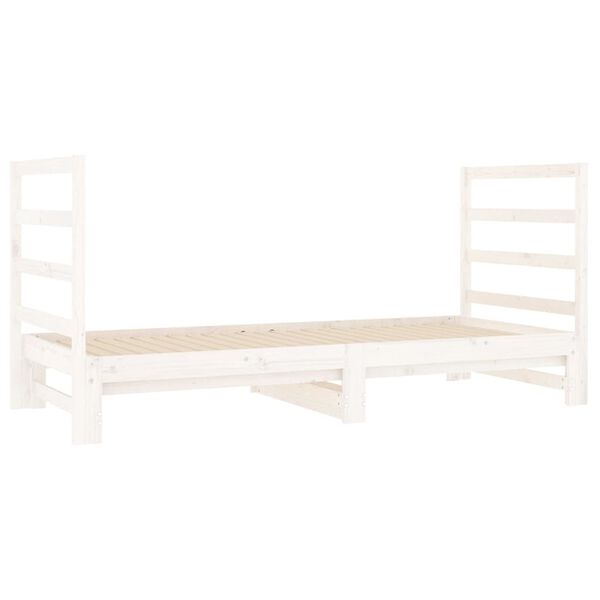 vidaXL Dormeuse Estraibile Bianca 2x(90x190) cm Legno Massello di Pino