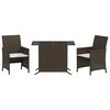 vidaXL Set Bistrò 3 pz con Cuscini Marrone in Polyrattan