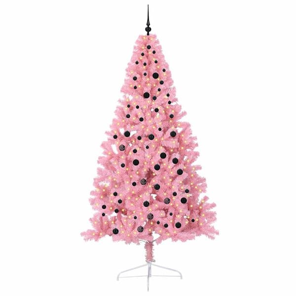 vidaXL Albero di Natale artificiale con luci integrate Rosa 240 cm PVC