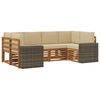 vidaXL Set di divani da esterno 6 pz Naturale e Beige Poliestere