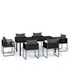 vidaXL Set da Pranzo da Giardino 7 pz Nero