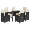 vidaXL Set da Pranzo da Giardino 7 pz Nero con Cuscini in Polyrattan