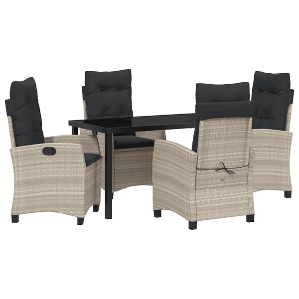 vidaXL Set da Pranzo per Giardino 5 pcs Grigio chiaro polyrattan