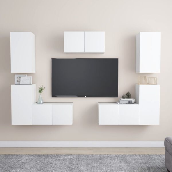 vidaXL Set di Mobili Porta TV 7 pz Bianco in Legno Multistrato