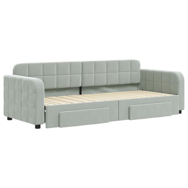 vidaXL Divano Letto Estraibile Cassetti Grigio Chiaro 80x200cm Velluto