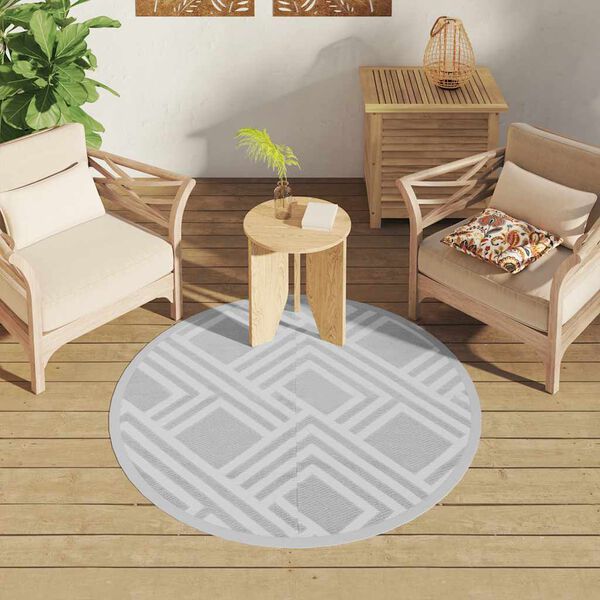 vidaXL Tappeto da Esterno ARAKIL Grigio &Oslash;120 cm in PP