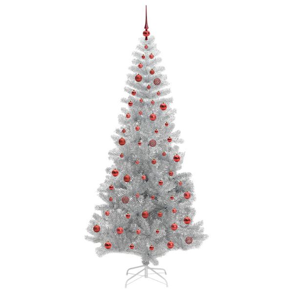 vidaXL Albero di Natale con 300 LED con supporto Argento 210 cm PET