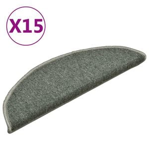 vidaXL Tappetini per scale 15 pz 56x17x3 cm Verde scuro semicircolari