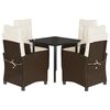 vidaXL Set da Pranzo da Giardino 5pz con Cuscini in Polyrattan Marrone