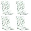 vidaXL Cuscini per Sedia Schienale Alto 4 pz Motivo Foglie in Tessuto