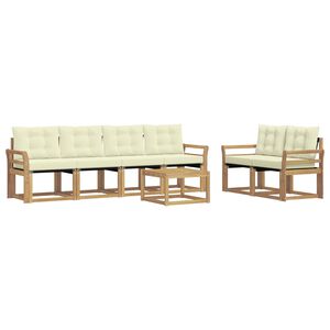 vidaXL Set di divani da esterno con cuscino 7 pcs Bianco e Crema
