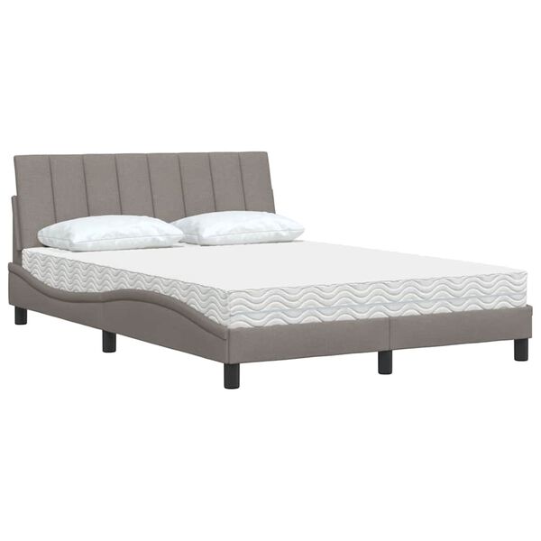 vidaXL Letto con Materasso Hanko Tortora 140x190 cm in Tessuto