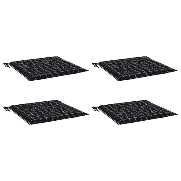 vidaXL Cuscini per Sedia 4 pz Motivo a Quadri Nero 50x50x4cm Tessuto