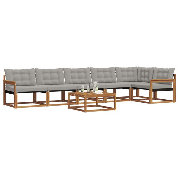 vidaXL Set di divani da esterno 7 pcs Grigio Naturale e Chiaro