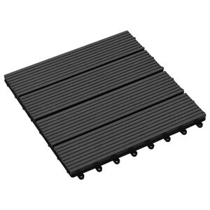 vidaXL Piastrella per Decking 11 pcs Nero 30 x 30 cm WPC