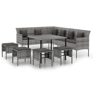 vidaXL Set da Pranzo da Giardino 6 pz con Cuscini in Polyrattan Grigio