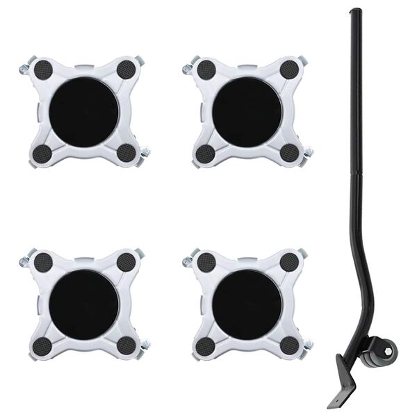 vidaXL Ruote per mobili 4 pz con sollevatore 15,5x15,5x5,5 cm Acciaio 1000 kg