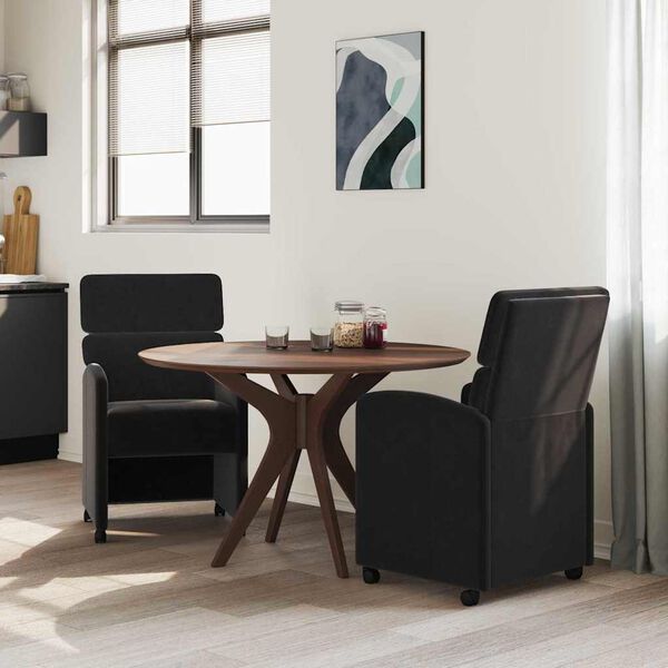 vidaXL Sedie da Pranzo con Ruote 2 pcs Nero 58 x 65 x 98 cm Velluto