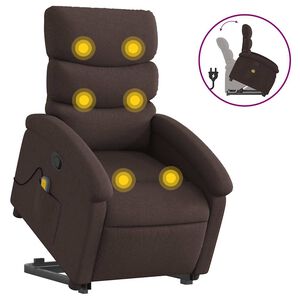 vidaXL Poltrona Alzapersona Massaggi Reclinabile Marrone Scuro Tessuto