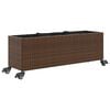 vidaXL Fioriera con Ruote e 3 Vasi Marrone 107x32x38 cm in Polyrattan