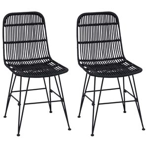 vidaXL Sedia da pranzo 2 pz Rattan e acciaio Nero 41 x 55 x 85 cm