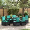 vidaXL Set da Pranzo per Giardino 7 pcs Nero polyrattan