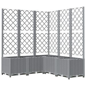 vidaXL Fioriera Giardino con Graticcio Grigio Chiaro 120x120x136cm PP