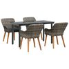 vidaXL Set da Pranzo per Giardino con cuscino 5 pcs Grigio polyrattan
