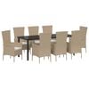 vidaXL Set da Pranzo per Giardino 9 pz Beige polyrattan