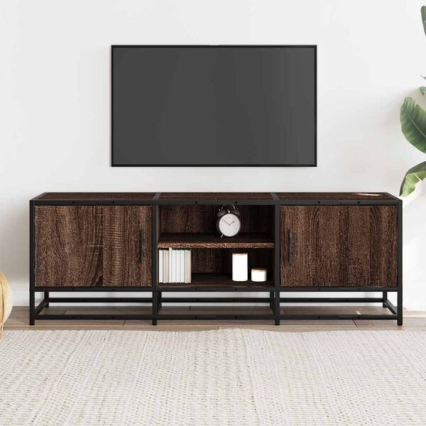 vidaXL Mobile TV Rovere Marrone 120x35x41 cm Legno Multistrato Metallo