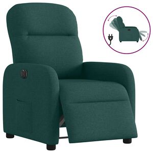 vidaXL Poltrona Elettrica Reclinabile Verde Scuro in Tessuto