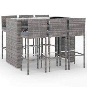 vidaXL Set Bar da Giardino 7 pz con Cuscini in Polyrattan Grigio