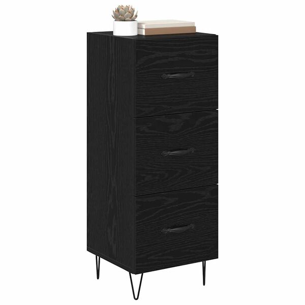 vidaXL Credenza Rovere nero 34 x 34.5 x 90 cm Legno multistrato