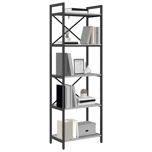 vidaXL Libreria Grigio Sonoma 56 x 34 x 171 cm Legno multistrato