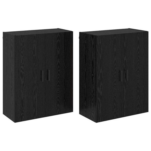 vidaXL Mobiletto a muro 2 pcs Rovere Nero 69,5 x 34 x 90 cm