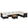 vidaXL Set Divani da Giardino 9 pz con Cuscini Nero in Polyrattan