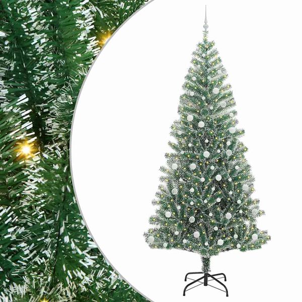 vidaXL Albero di Natale Artificiale Imbiancato con Luci LED 240 cm