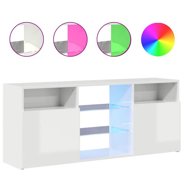 vidaXL Mobile Porta TV con Luci LED Bianco Lucido 120x30x50 cm