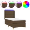 vidaXL Letto a Molle Materasso e LED Marrone Scuro 90x190cm in Tessuto