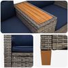 vidaXL Panchina reclinabile con tavolo Grigio e Blu Navy polyrattan