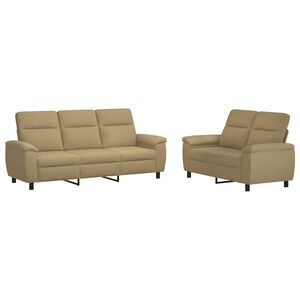 vidaXL Set di divani 2 pcs Marrone Chiaro Tessuto