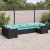 vidaXL Set Salotto da Giardino con Cuscini 7pz Nero Polyrattan