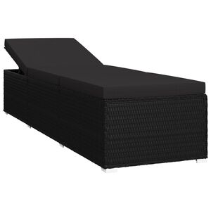 vidaXL Lettino Prendisole con Cuscino in Polyrattan Nero