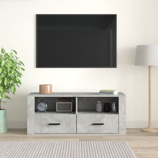 vidaXL Mobile per TV Grigio Cemento 100x35x40 cm Legno Multistrato