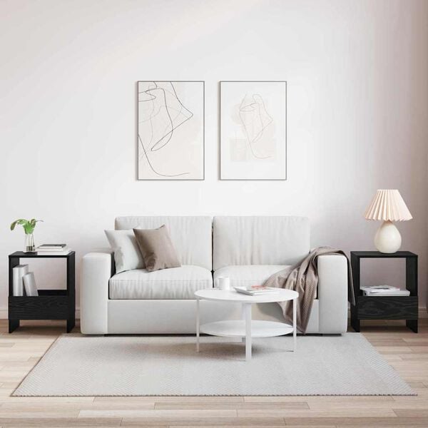 vidaXL Scaffale per riviste 2 pcs Rovere Nero 35 x 30 x 45 cm