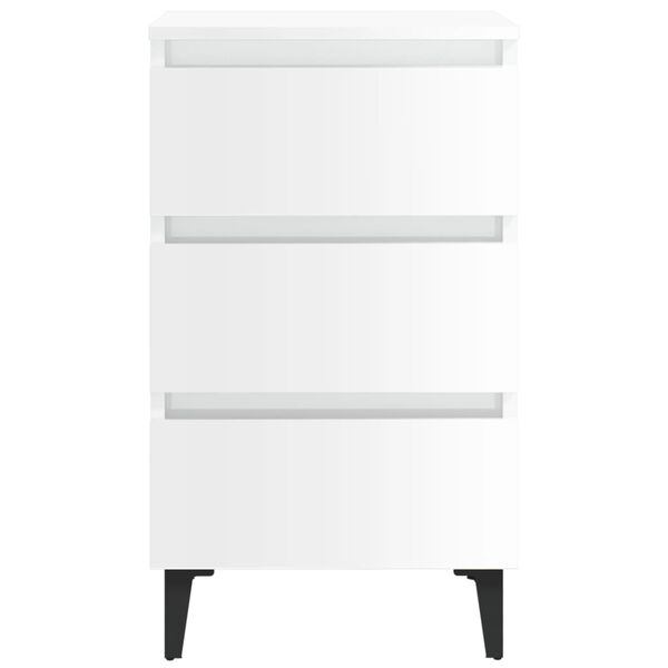 vidaXL Comodino con Gambe in Metallo Bianco Lucido 40x35x69 cm