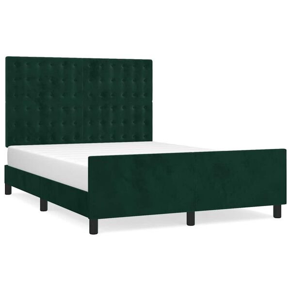 vidaXL Giroletto senza Materasso Verde Scuro 140x190 cm in Velluto