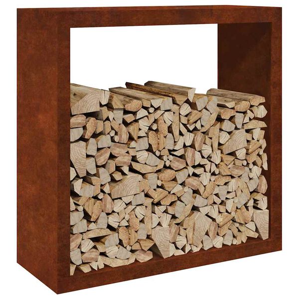 vidaXL Rack per Legna da Ardere 100x40x100 cm in Acciaio Corten