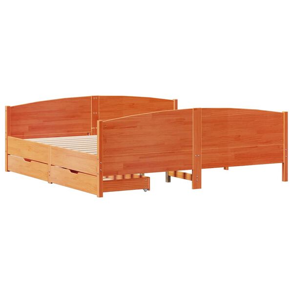 vidaXL Letto senza Materasso Marrone Cera 160x200 cm in Legno di Pino